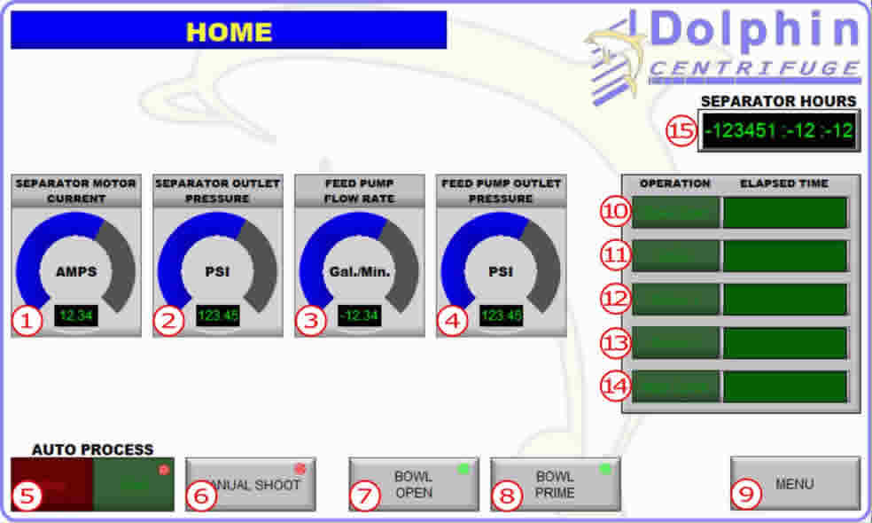 Industrial Centrifuge Controls | Fully Automatic Operation 1 Industrial Centrifuge Control Screen