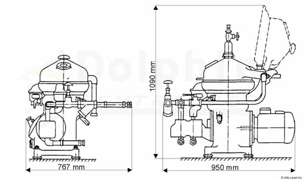 Alfa Laval MAB 104 Dimensions